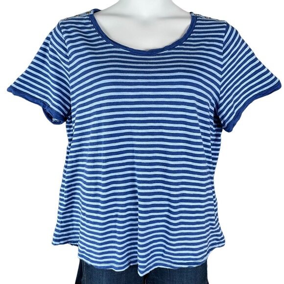 Talbots Top Womens 2X Blue Striped Nautical Sailor Stretch Casual Office Norm - Picture 1 of 16